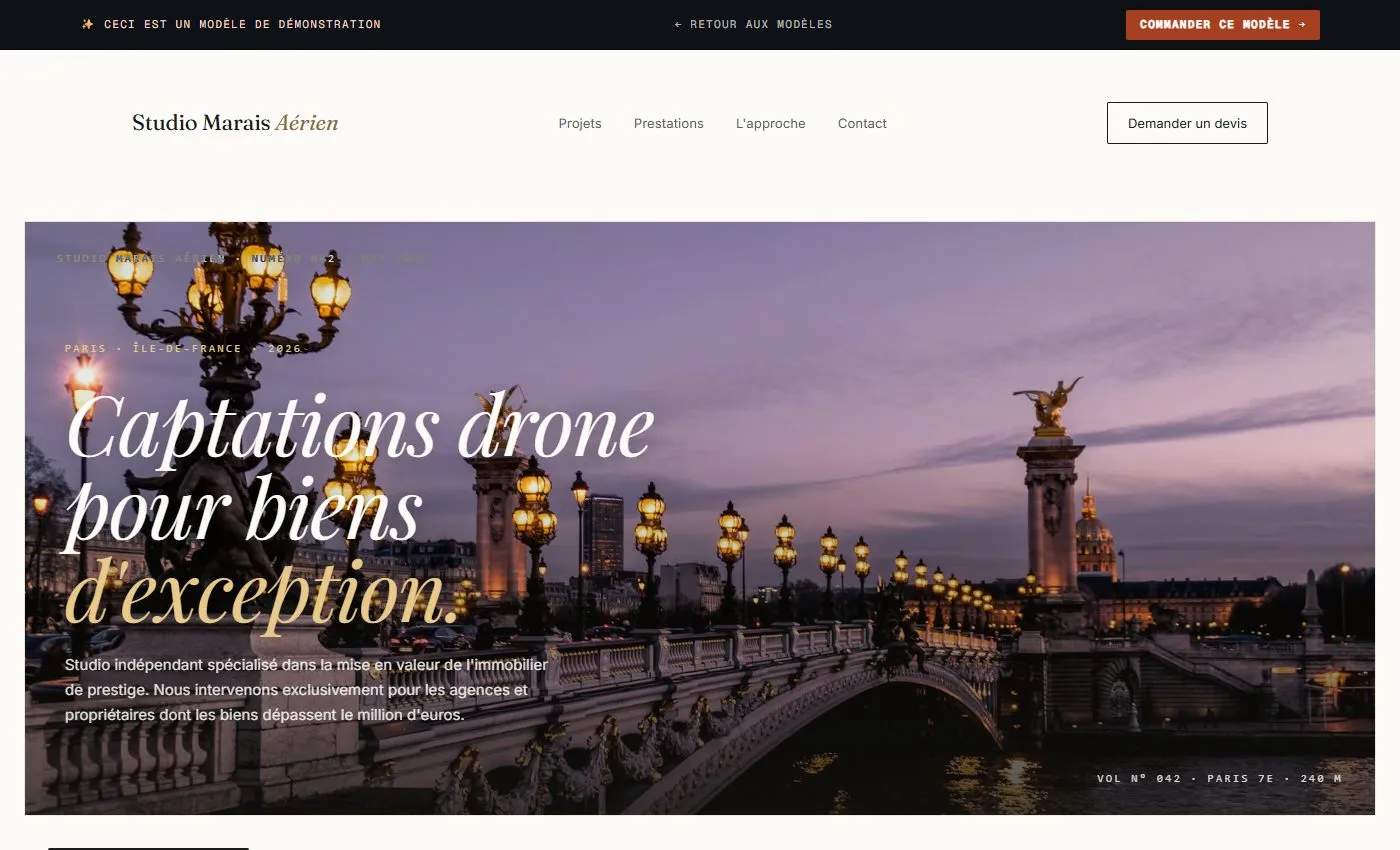 Aperçu d'un site Garrigue pour immobilier prestige