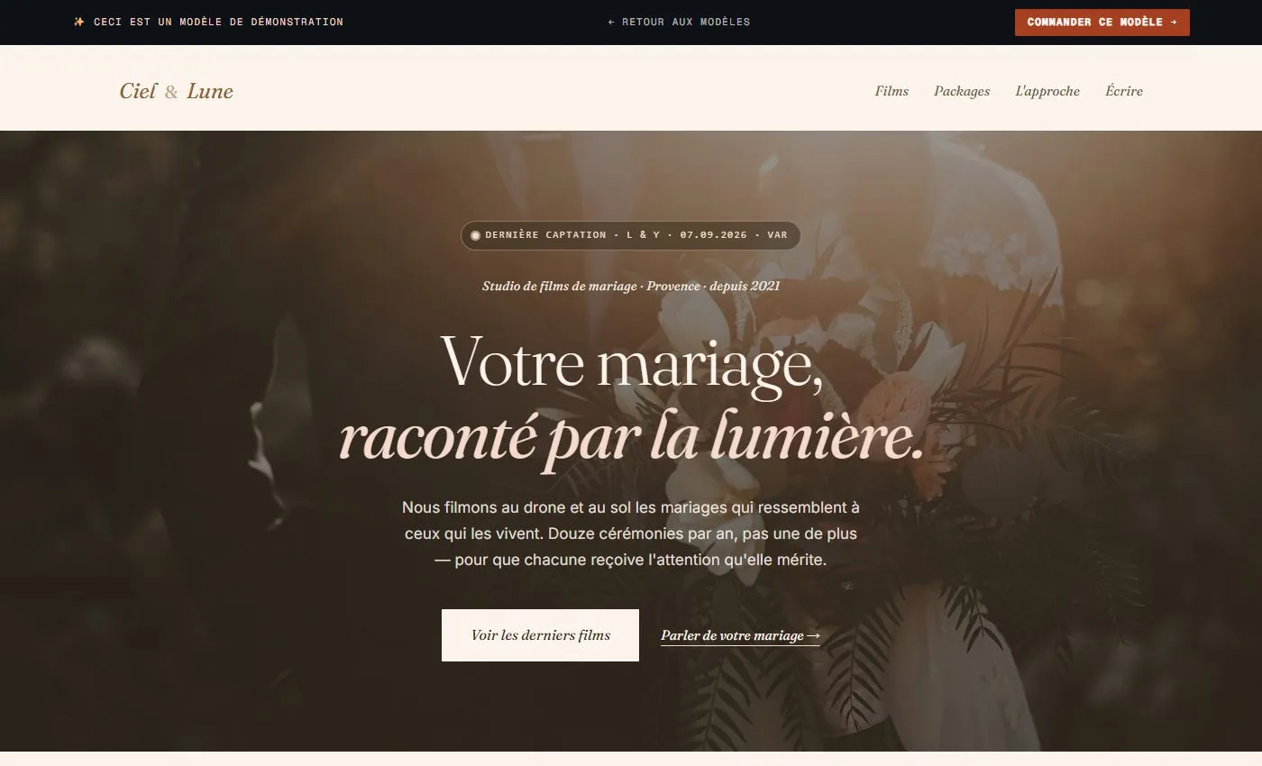 Aperçu d'un site Garrigue pour mariage